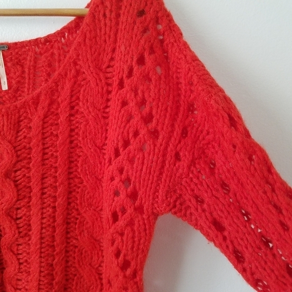 Free People Open Cable Knit Chunky Sweater Small - Picture 8 of 11